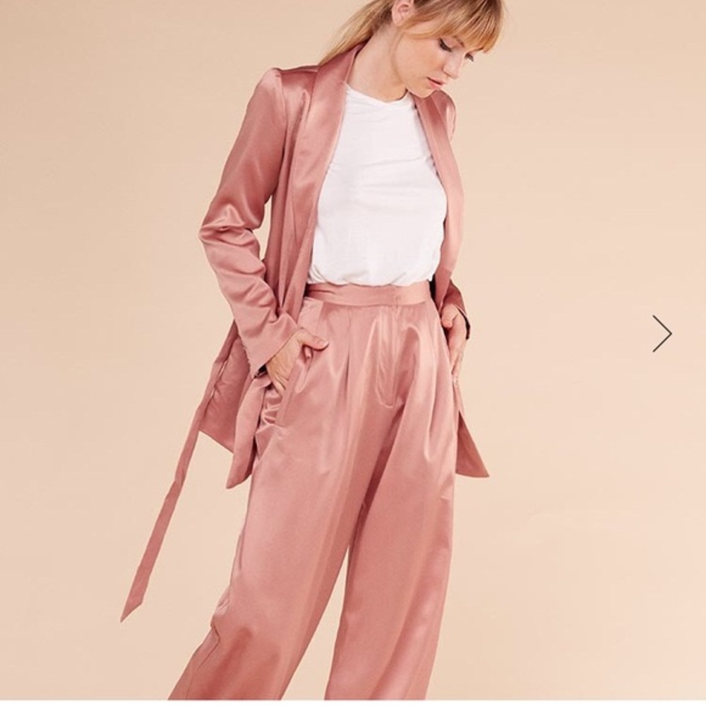 Reformation Rumi Pant in Pink Silk